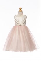 Blush Satin & Organza Flower Girl Dress